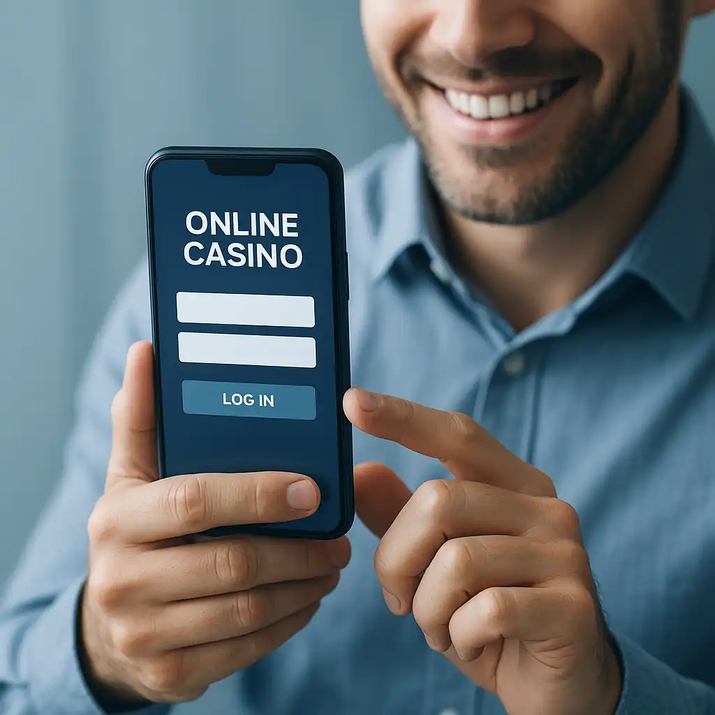 Player logging into DaytonaSpin Casino account on a mobile phone
